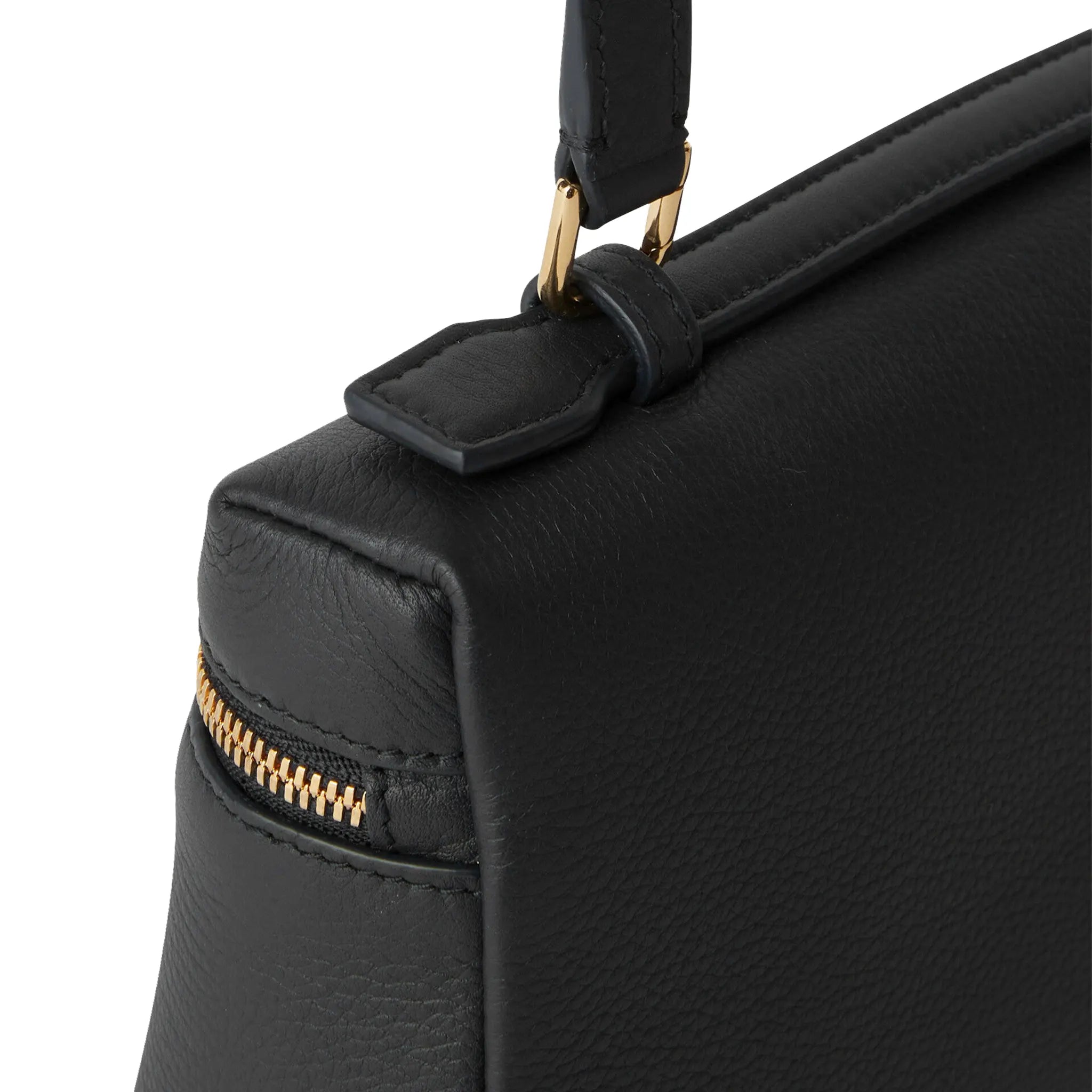 Detailed Side View of Loro Piana Extra Pocket L19 Black Sun Gold Shoulder Bag FAN4045_804L